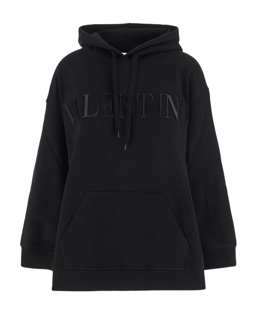 Valentino Logo-embossed Oversized Hoodie In Black