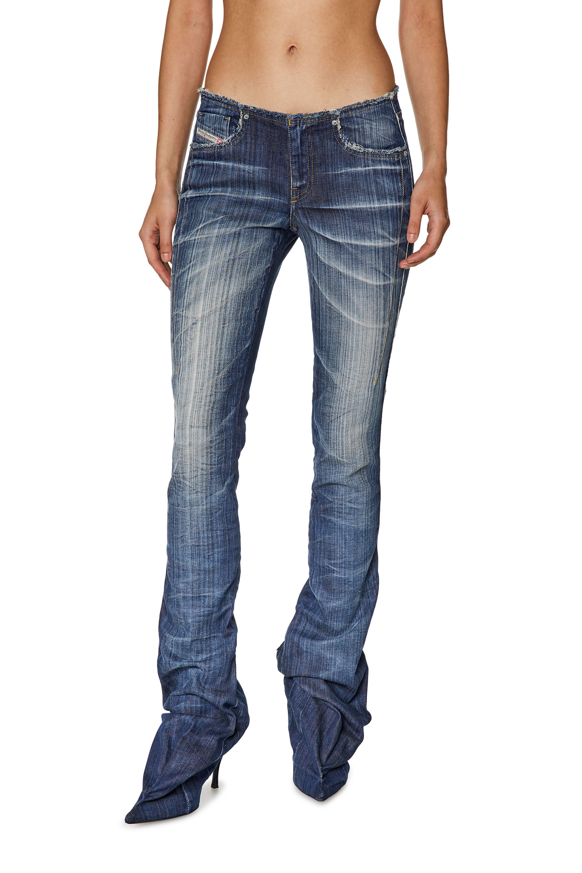Diesel Heeled Low-rise Bootcut Jeans In Blue