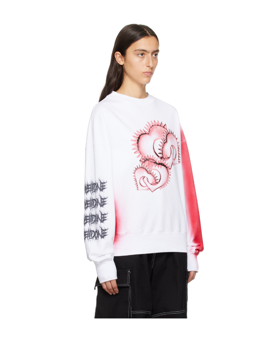 We11 Done Round Neck Printed Pattern Sweater In White
