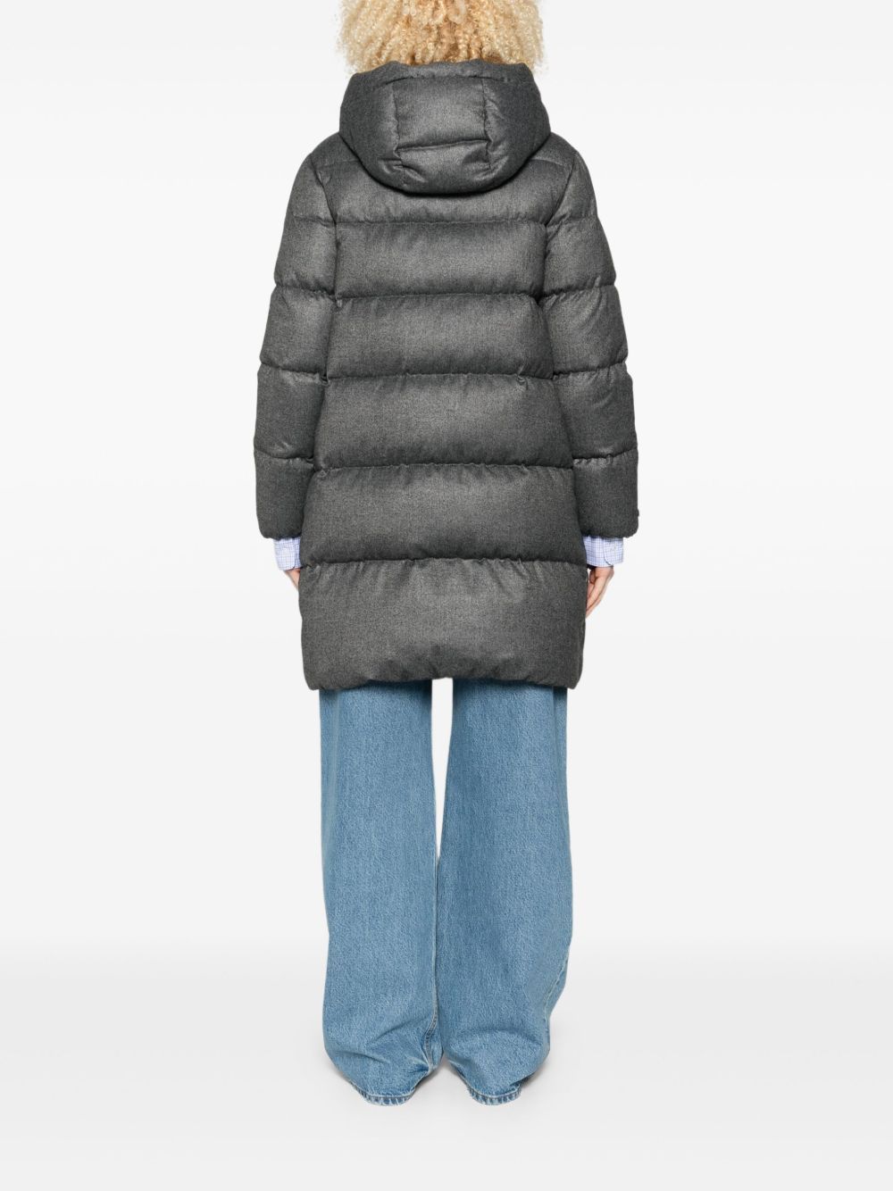 Peserico Hooded Quilted Coat In Green