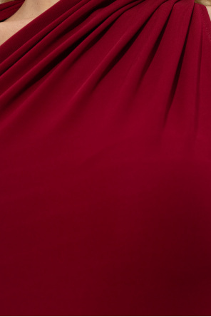 Courrèges One Shoulder Crepe Jersey Long Dress In Red