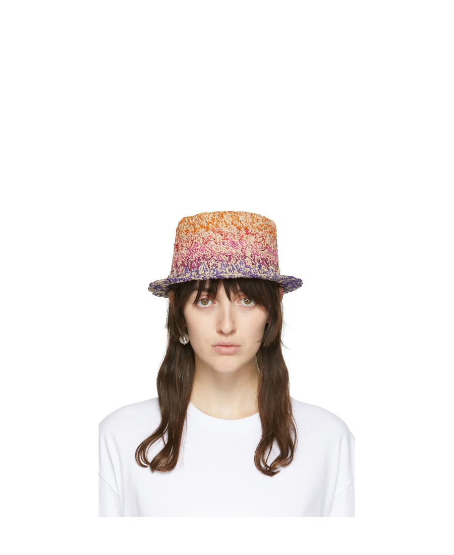 Isabel Marant Multicolor Raffia Hat In White