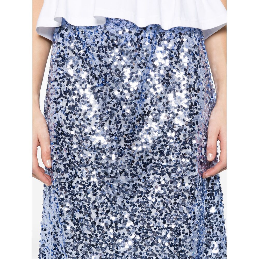 Shop Baum Und Pferdgarten Sequinned Midi Skirt In Blue