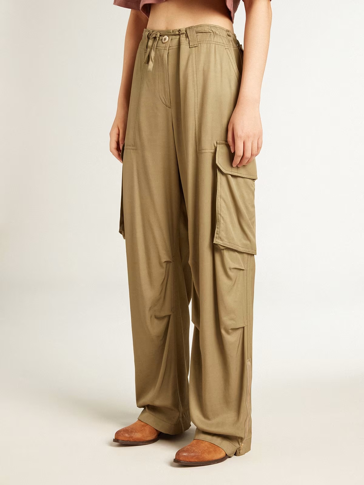 Golden Goose Wide-leg Cargo Pants In Green