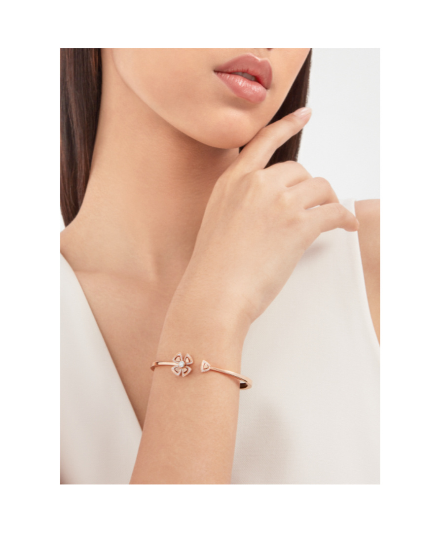 Bvlgari Fiorever 18ct Rose-gold And Diamond Bracelet In Yellow