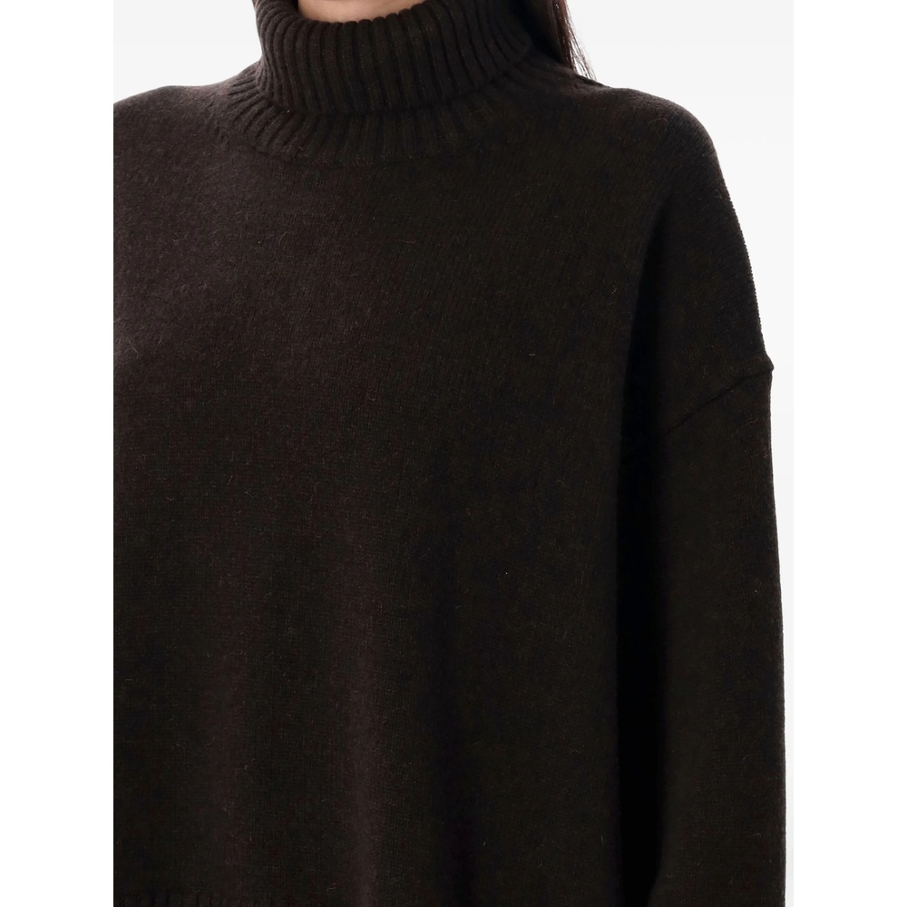 Soeur William High Neck Wool Knit Pullover In Brown