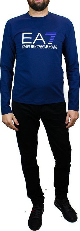 EA7 NAVY BLUE ROUND-NECKED T-SHIRT