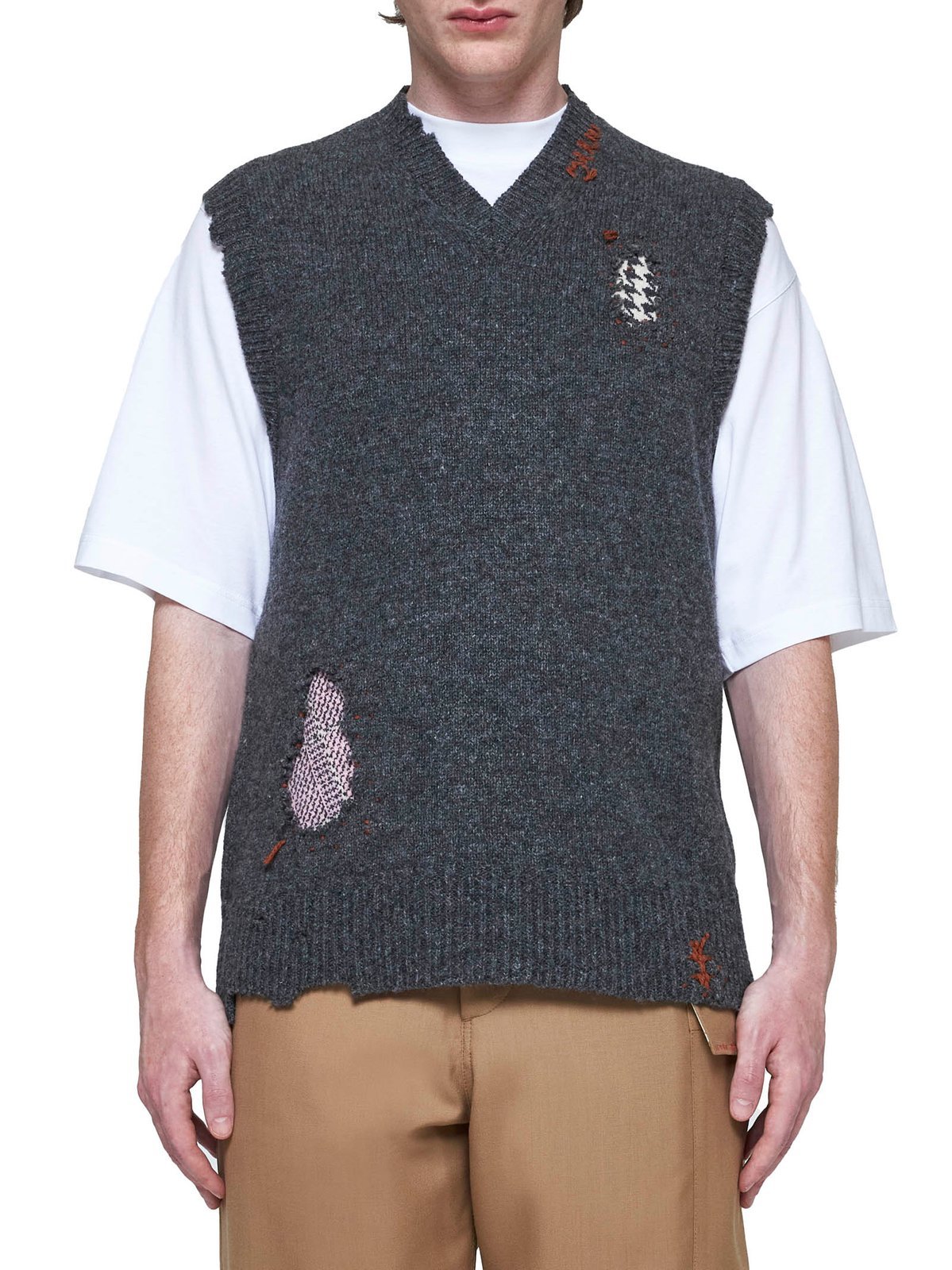 Marni Patch-detail Virgin Wool Vest In Black