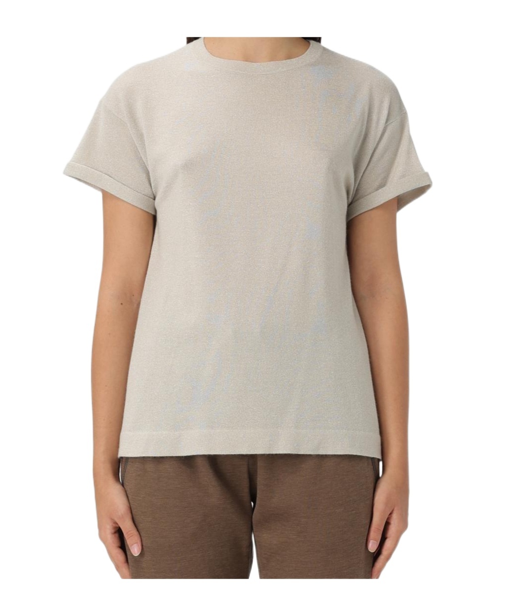 Brunello Cucinelli Round Neck Short Sleeve T-shirt In White