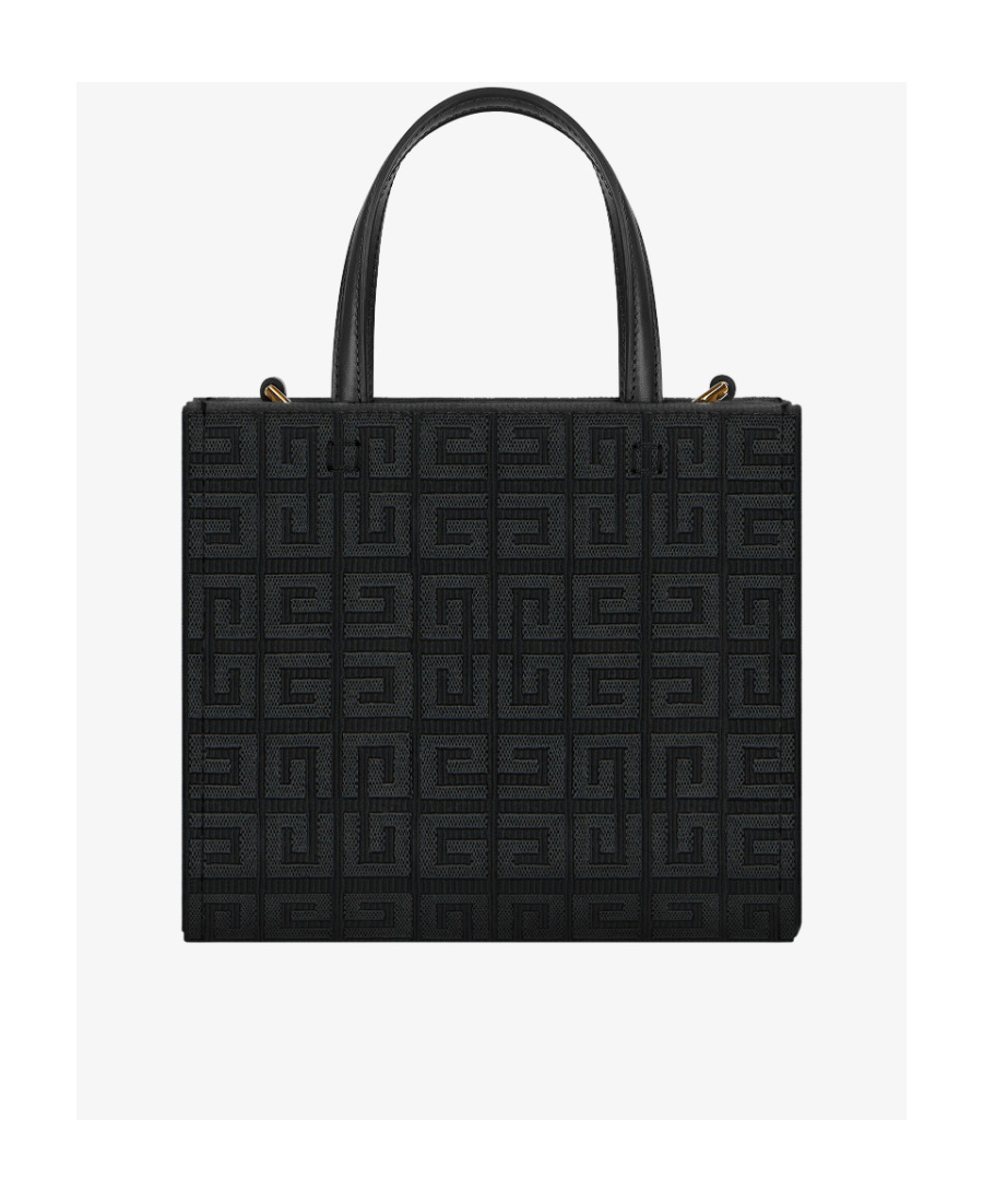 Givenchy Structured Black Mini G-tote Bag With Embroidered Monogram In Black