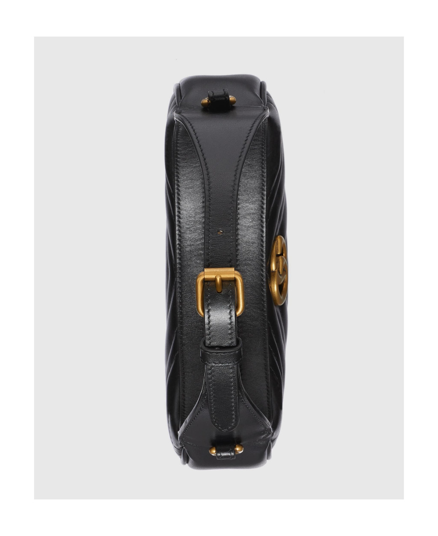 Gucci Gg Marmont Small Patent Shoulder Bag In Black