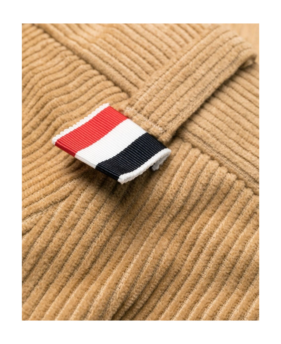 Thom Browne Corduroy Cropped Trousers In Nude