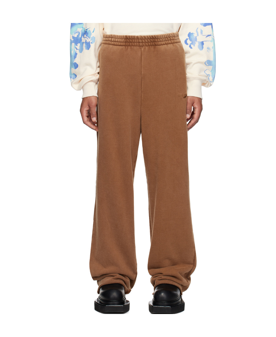 We11 Done Logo Elastic Waist Sweatpants In Brown