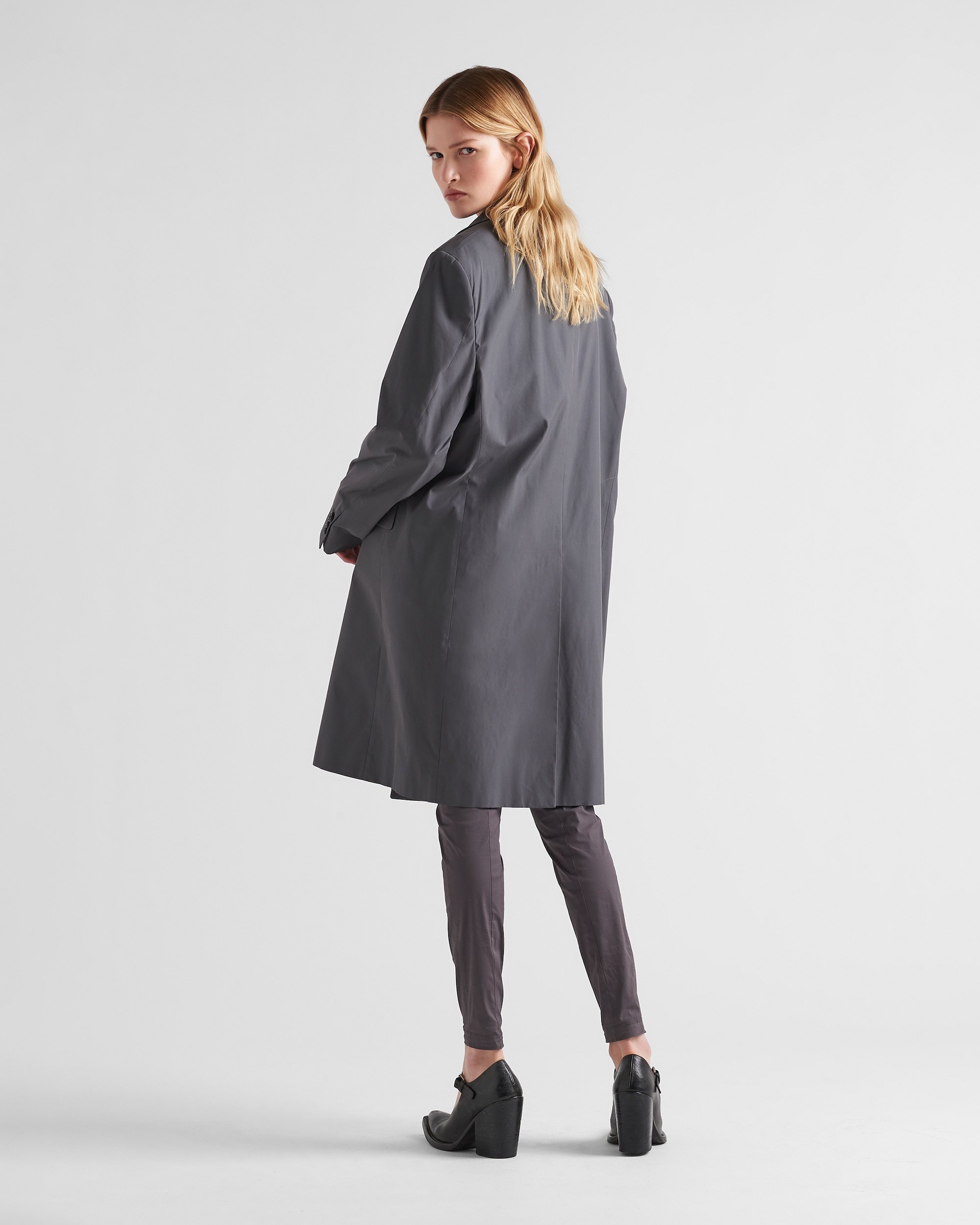 Prada Single-breasted Coat In Gray