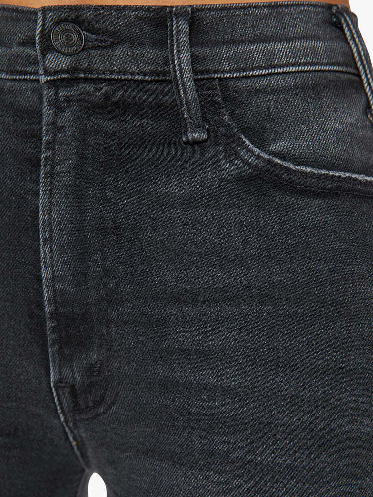 Mother Hustler Roller Sneak Denim In Black In Black