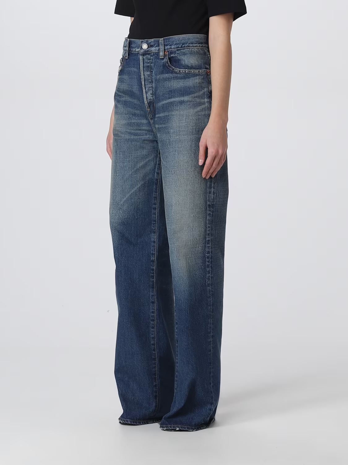 Saint Laurent High-waisted Bootcut Jeans In Blue