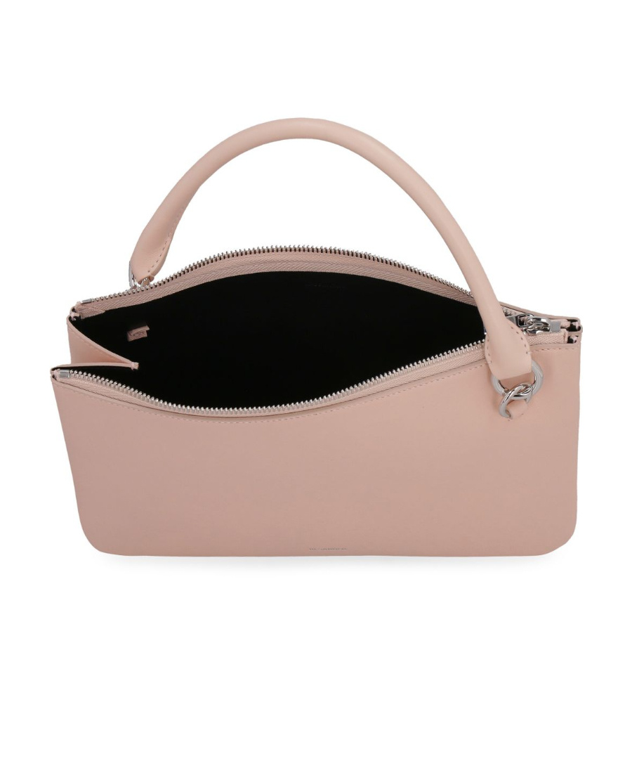 Jil Sander Leather Clutch With Removable Strap In Nude
