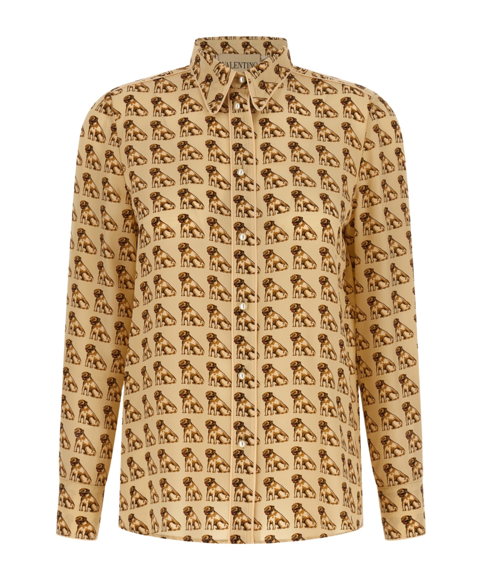 Valentino Garavani Petit Charles Print Shirt Shirt And Blouse White In Brown