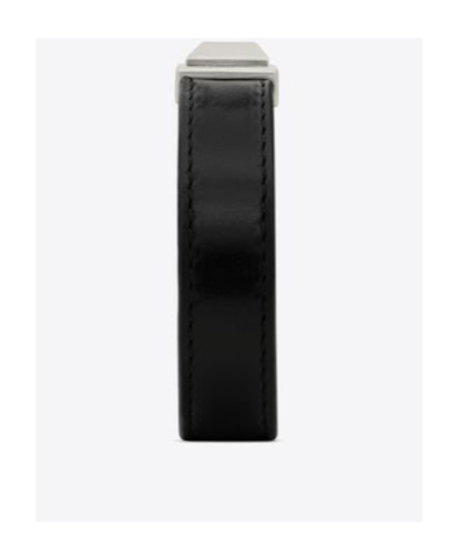 Saint Laurent Logo-engraved Leather Bracelet In Black