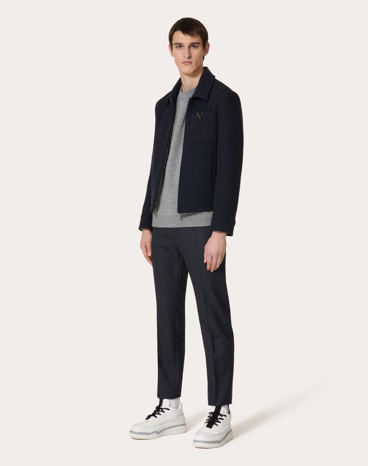 Valentino Virgin Wool V-detail Jacket In Black