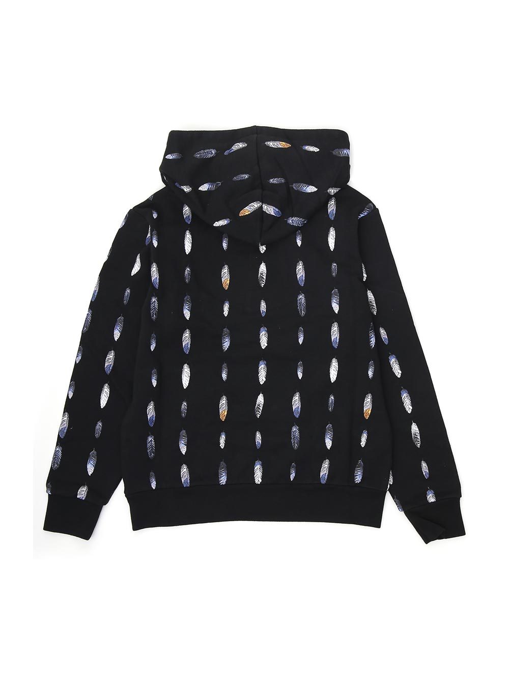 Marcelo Burlon County Of Milan Feather-print Cotton-blend Hoodie In Black