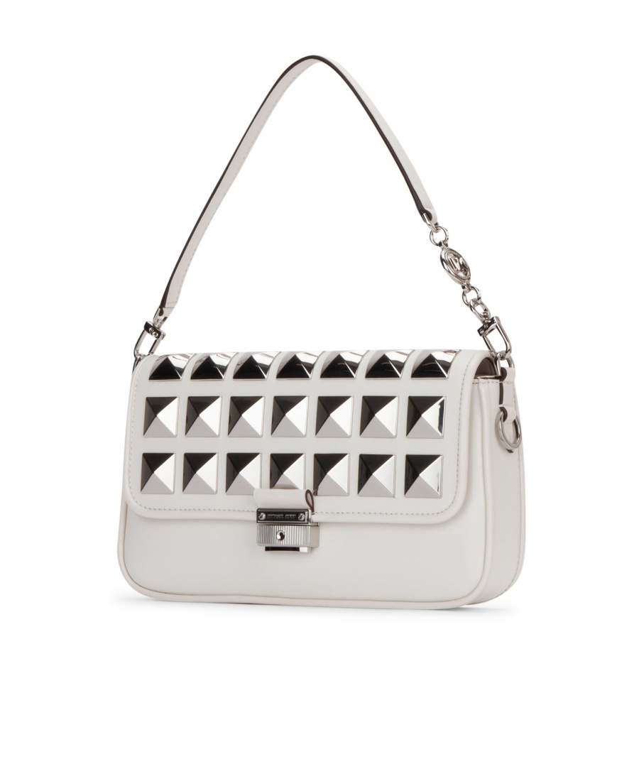 Michael Kors Chain Clutch With Studded Hardware In White