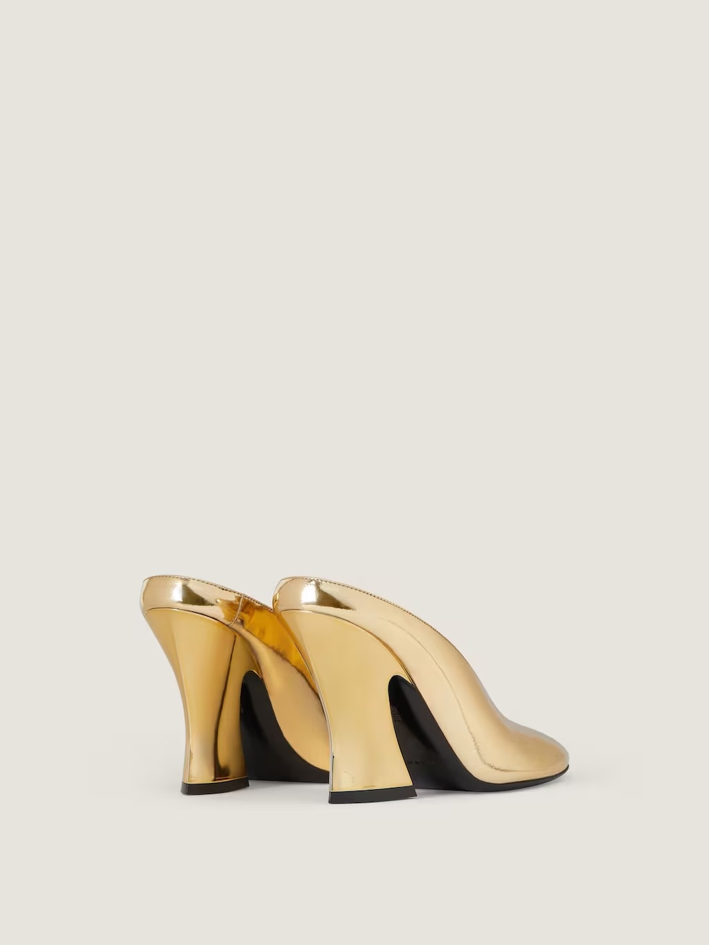 Givenchy Sculpted Heeled Mules In Mirror Effect Leather In Gold
