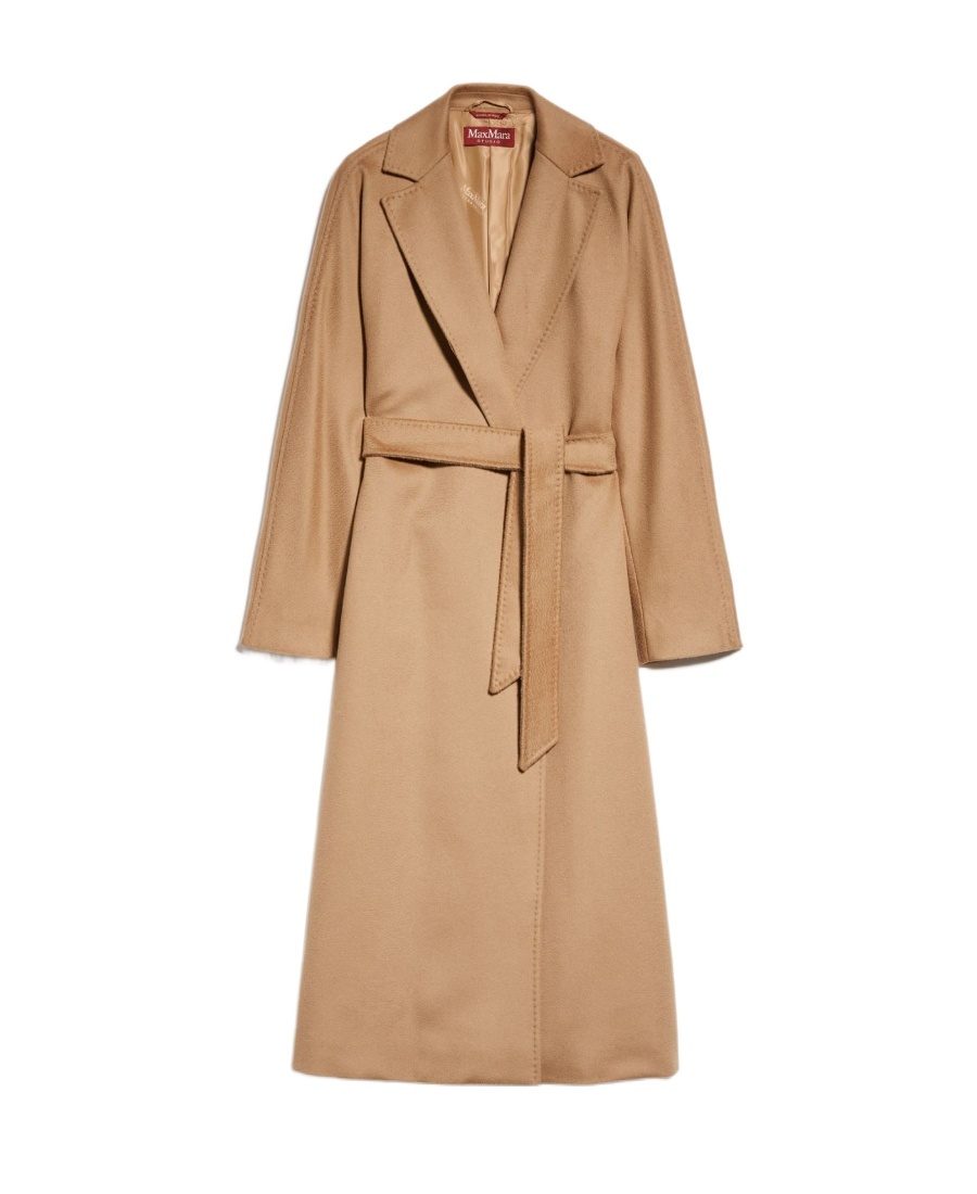 Max Mara Wool Cashmere Long-sleeved Coat In Brown