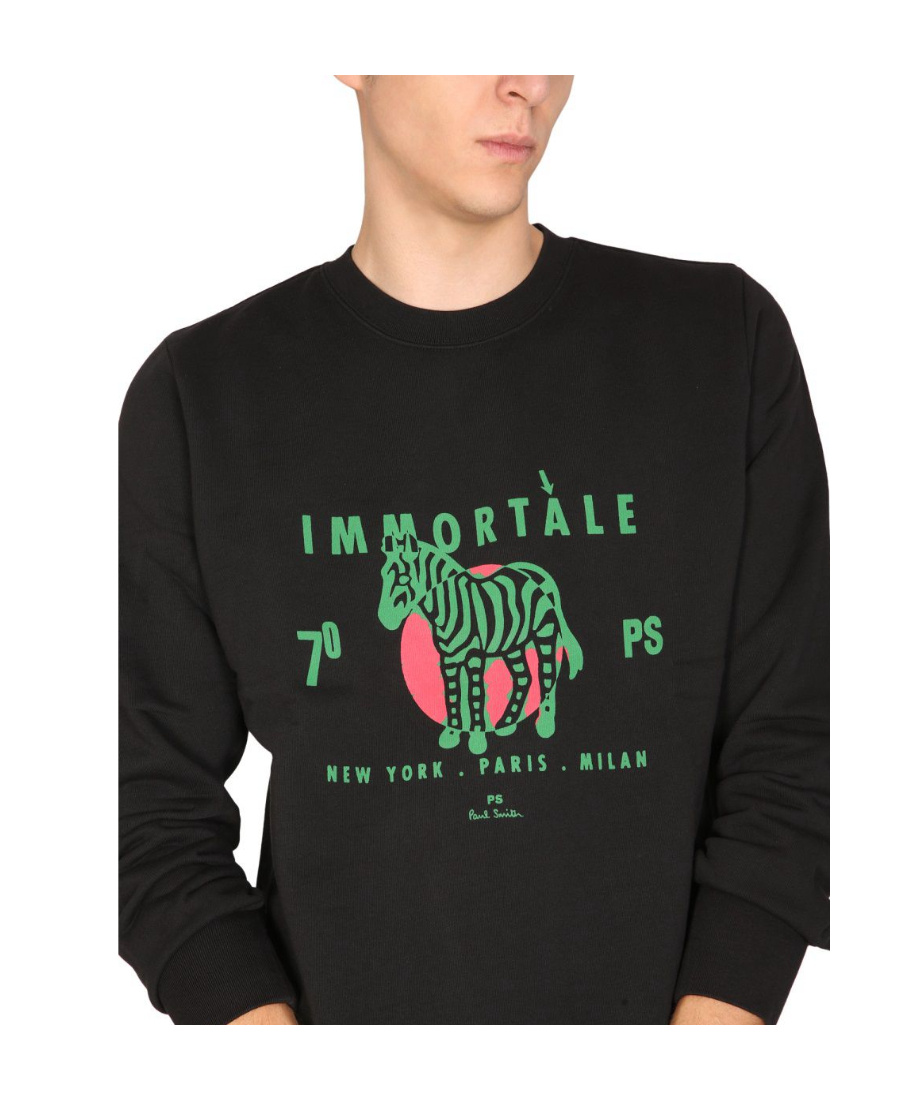 Ps By Paul Smith 'immortale Zebra' Organic Cotton Sweatshirt In Black