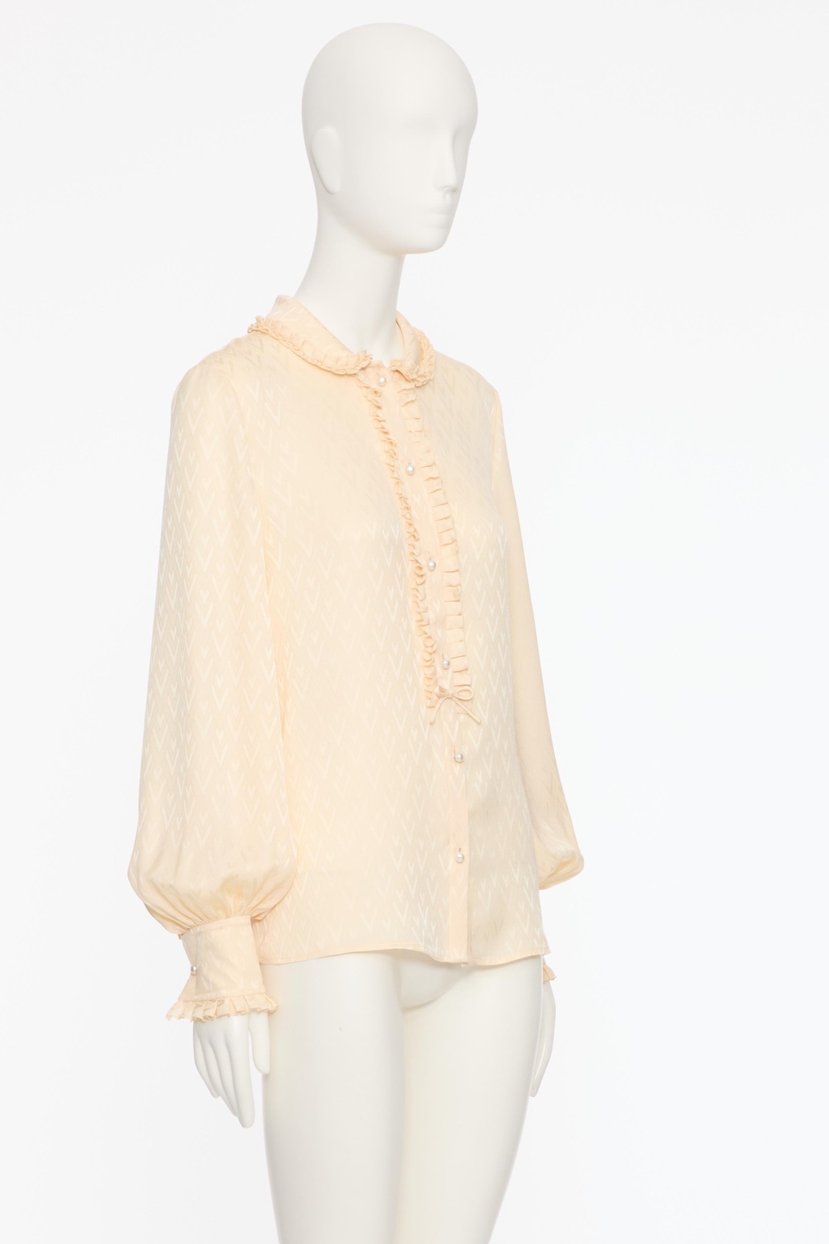 Valentino Chemise En Jacquard De Soie Toute La V Femme Bouleau 48 In Birch Color