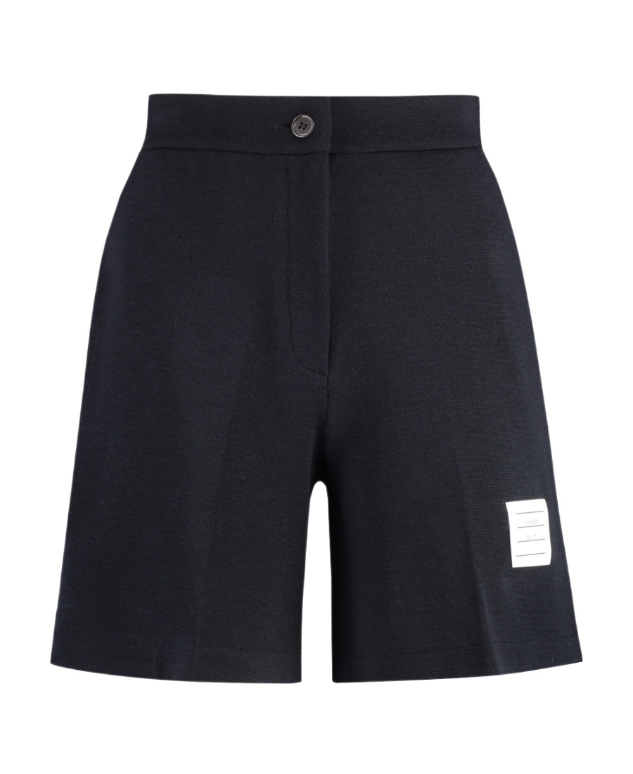 Thom Browne High Waisted Wool Shorts For Women In Black