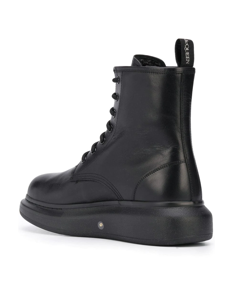 Alexander Mcqueen Oversized Lace-up Ankle Boots In Black