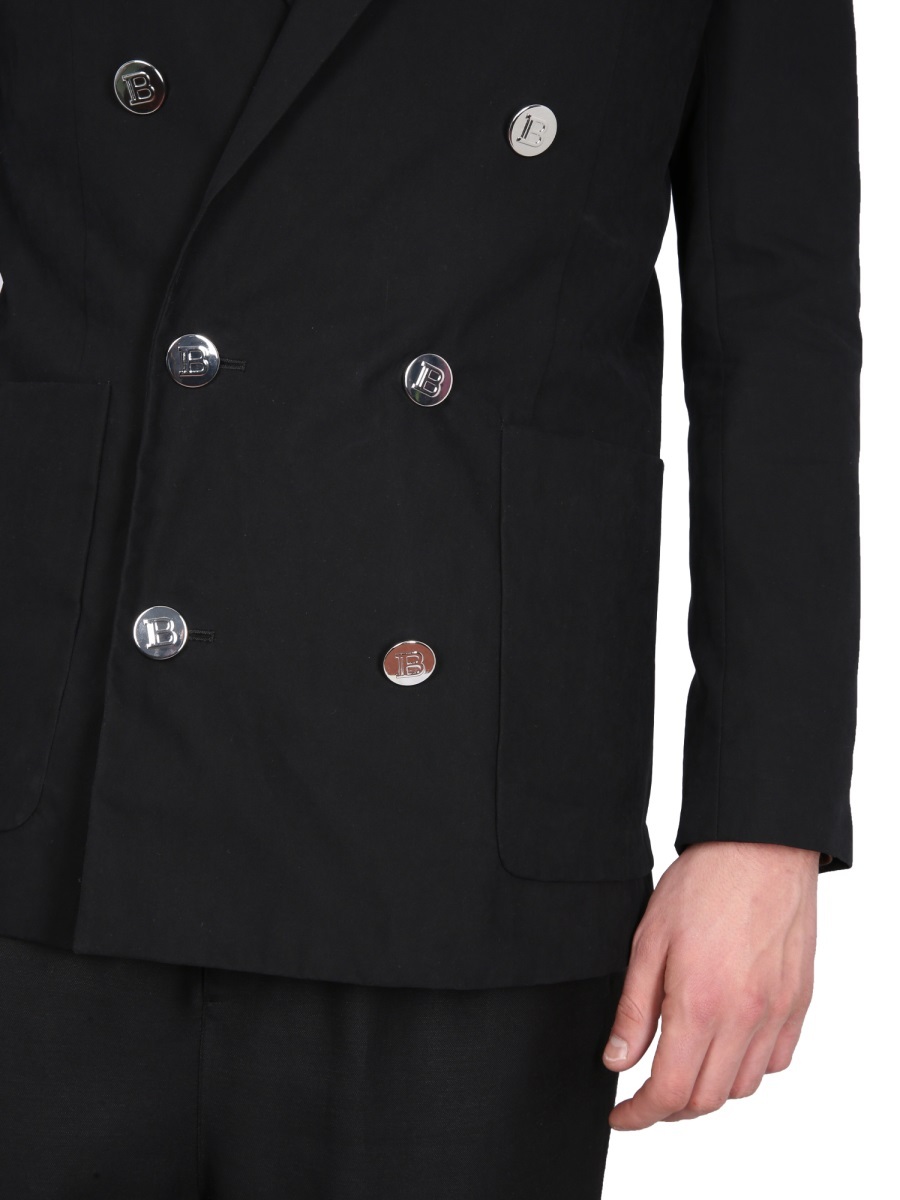 Balmain Double Breasted Tailored Jacket In Black