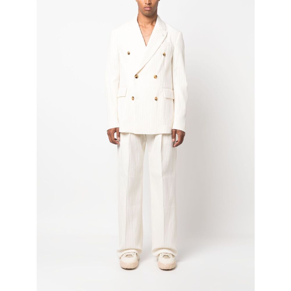 Amiri Striped Double-breasted Blazer In White
