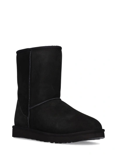 Ugg Classic Short Black Boots With Logo Patch On The Rear And Shearling Lining In Suede Woman In Multi
