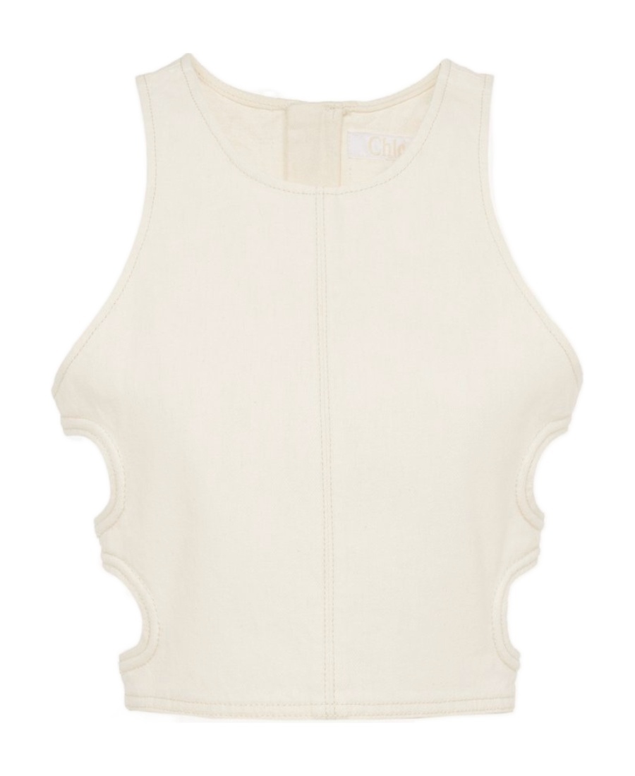 Chloé Hollowed-out Cut Vest In White