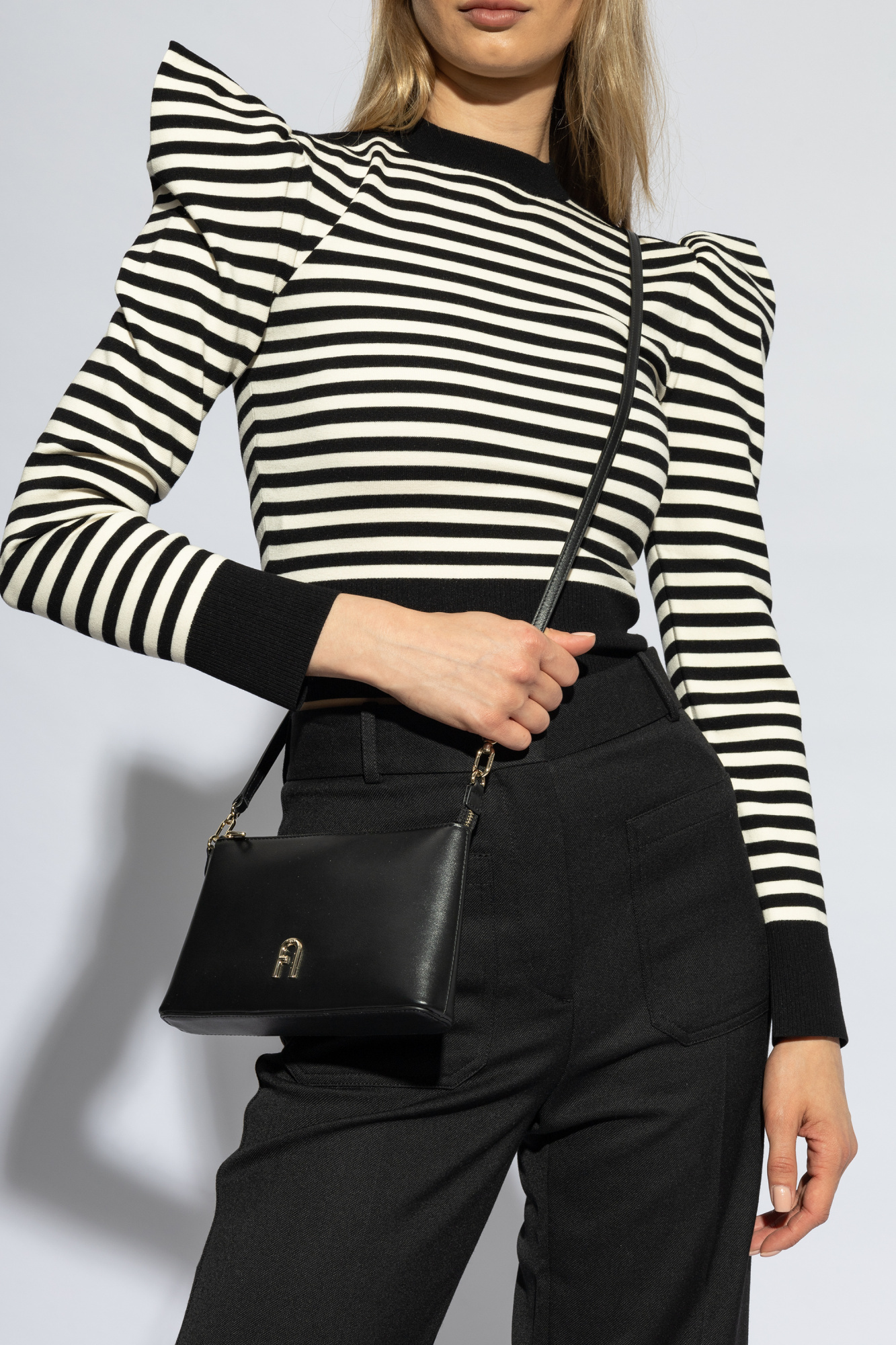 Shop Furla Diamante Mini Crossbody Bag In Black