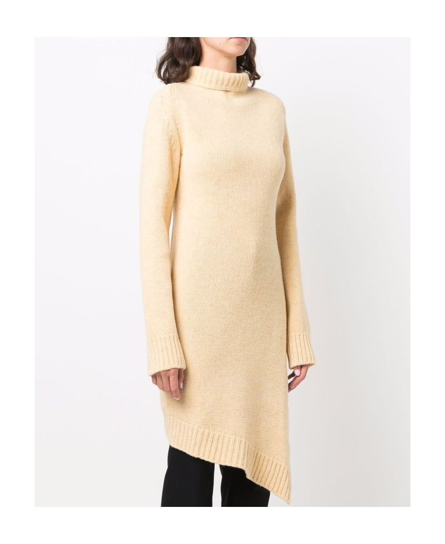 Jil Sander Asymmetric-hem Roll Neck Jumper In Nude