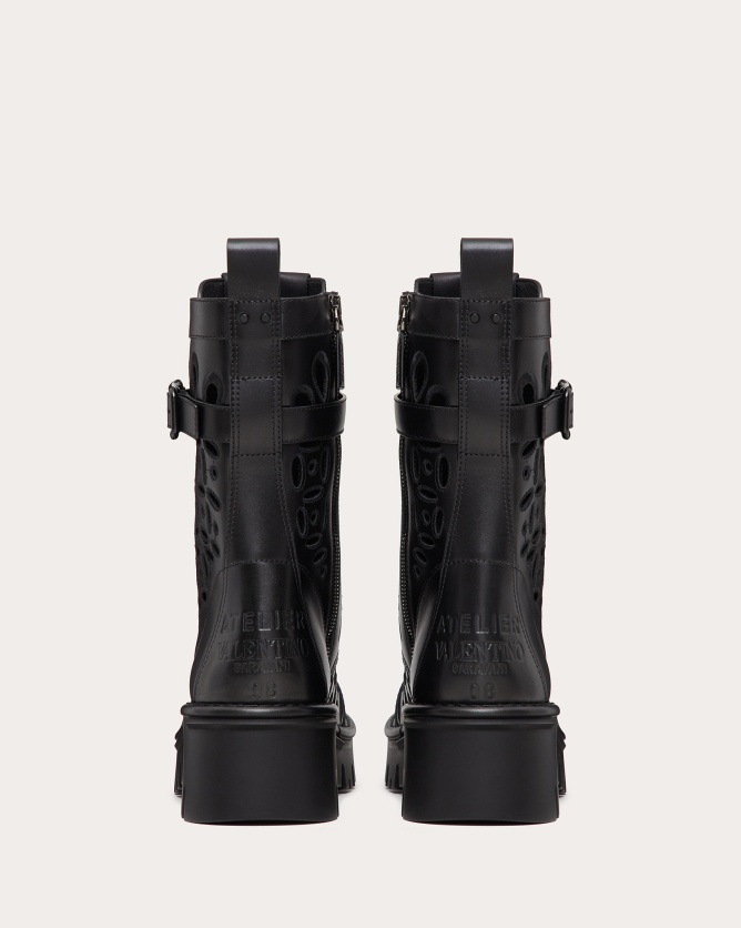 Valentino Cutout Leather Combat Boot
