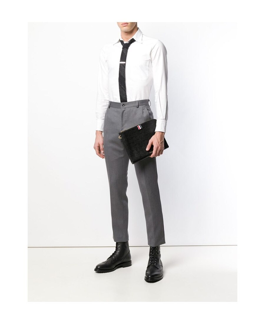 Thom Browne Rwb Strap Medium Gusset Folio In Black
