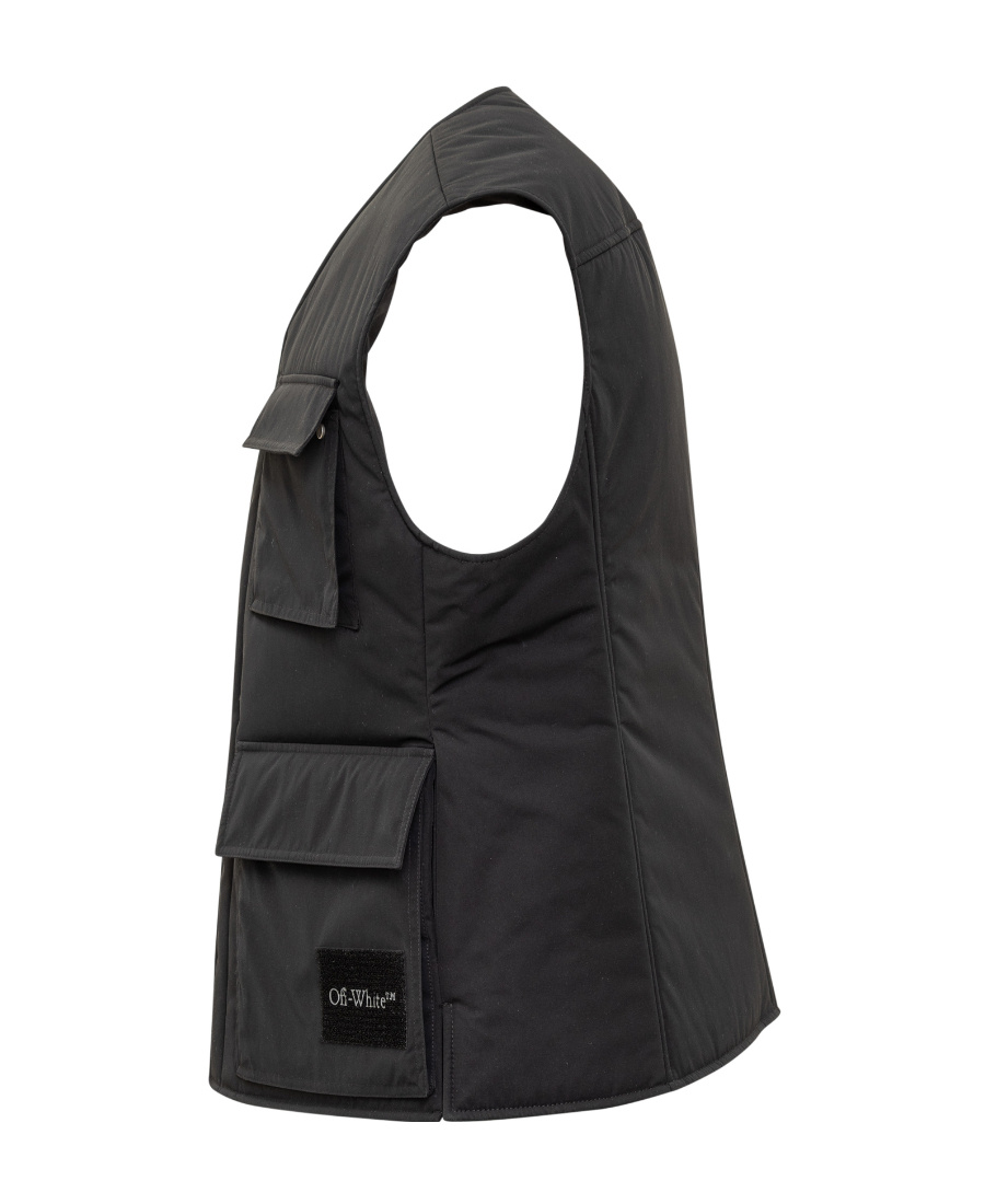 Off-white Wave Tag Padded Vest In Black