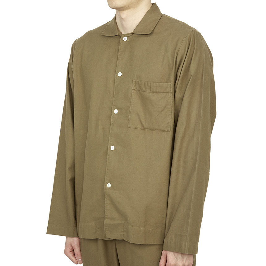 Tekla Flannel Long-sleeved Pajamas In Green