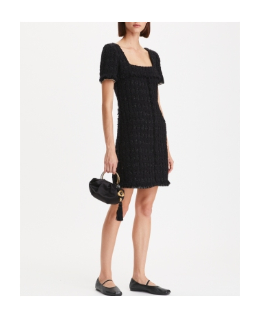 Tory Burch Tinsel A-line Tweed Mini Dress In Black