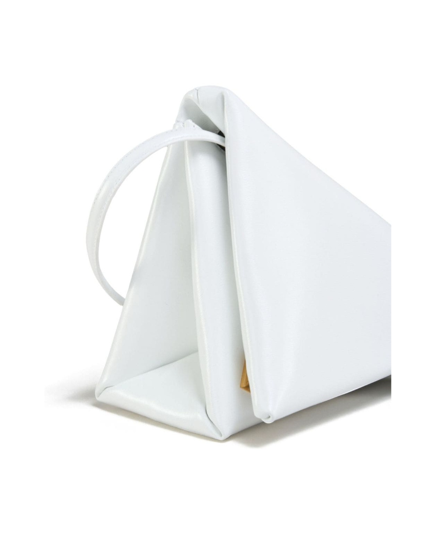 Marni Triangle Leather Shoulder Bag In White