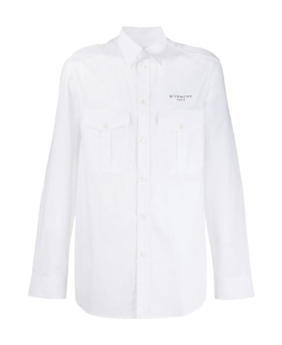 Givenchy White Logo Pocket Shirt In White