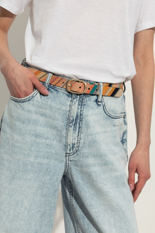 Paul Smith Multicolored Striped Belt In Nude