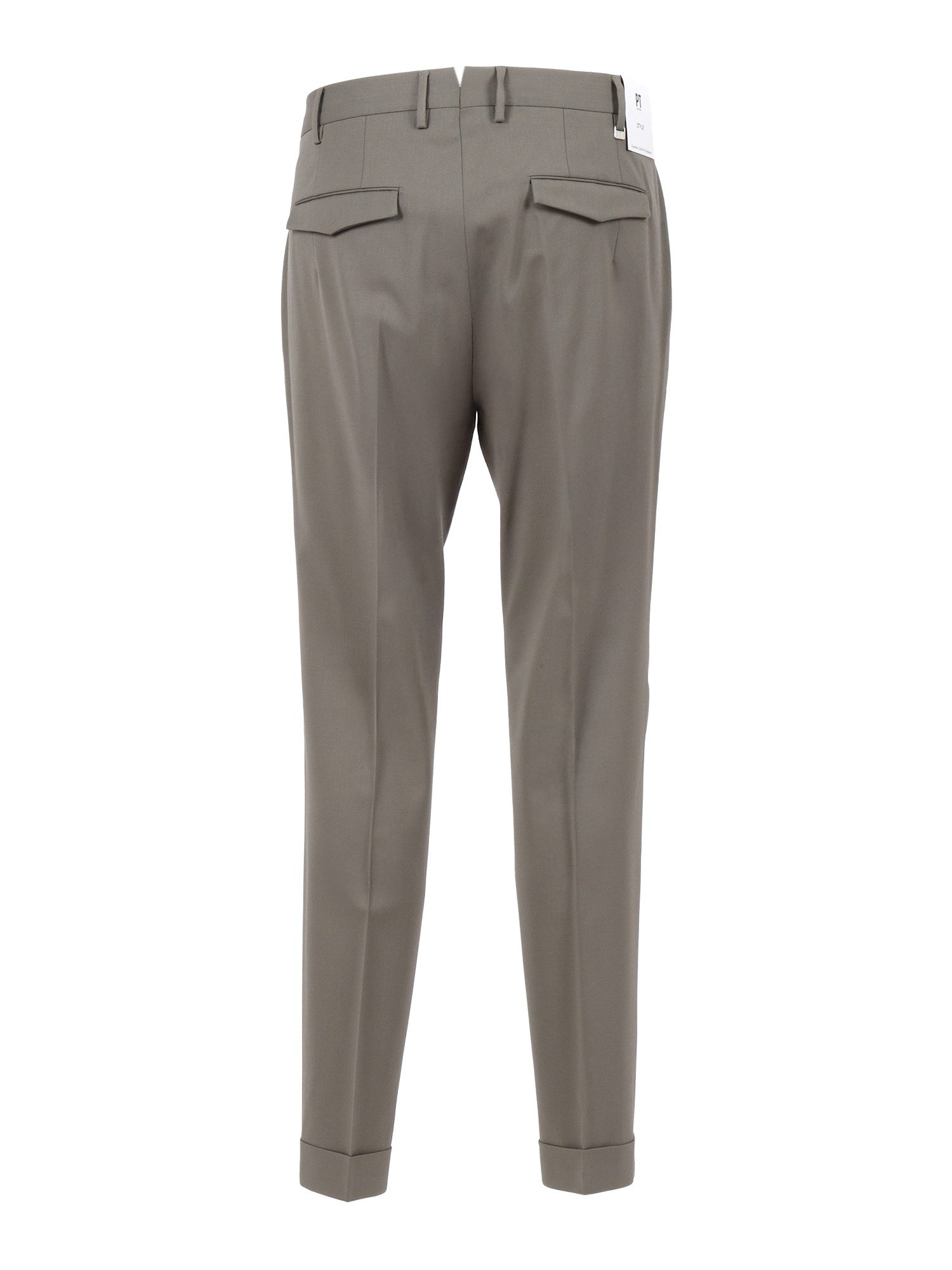 Pt Torino Single-pleat Turn-up Trousers In Gray