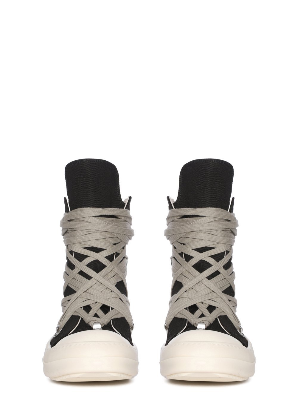 Rick Owens Drkshdw Megalace Overdyed Denim Sneakers In Black