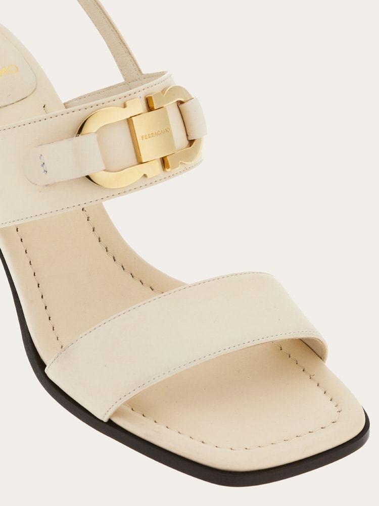 Ferragamo 55mm Gancini-buckle Leather Sandals In Nude