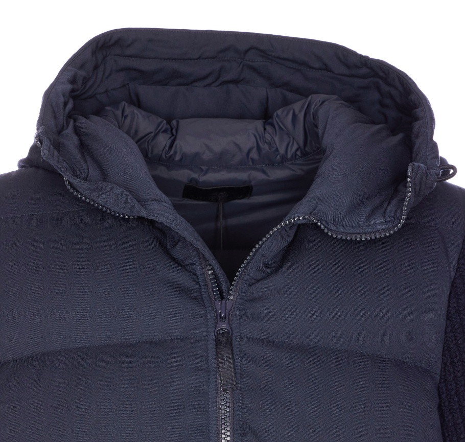 Stone Island Ghost Wool Down Jacket With Knitted Sleeves In Blue